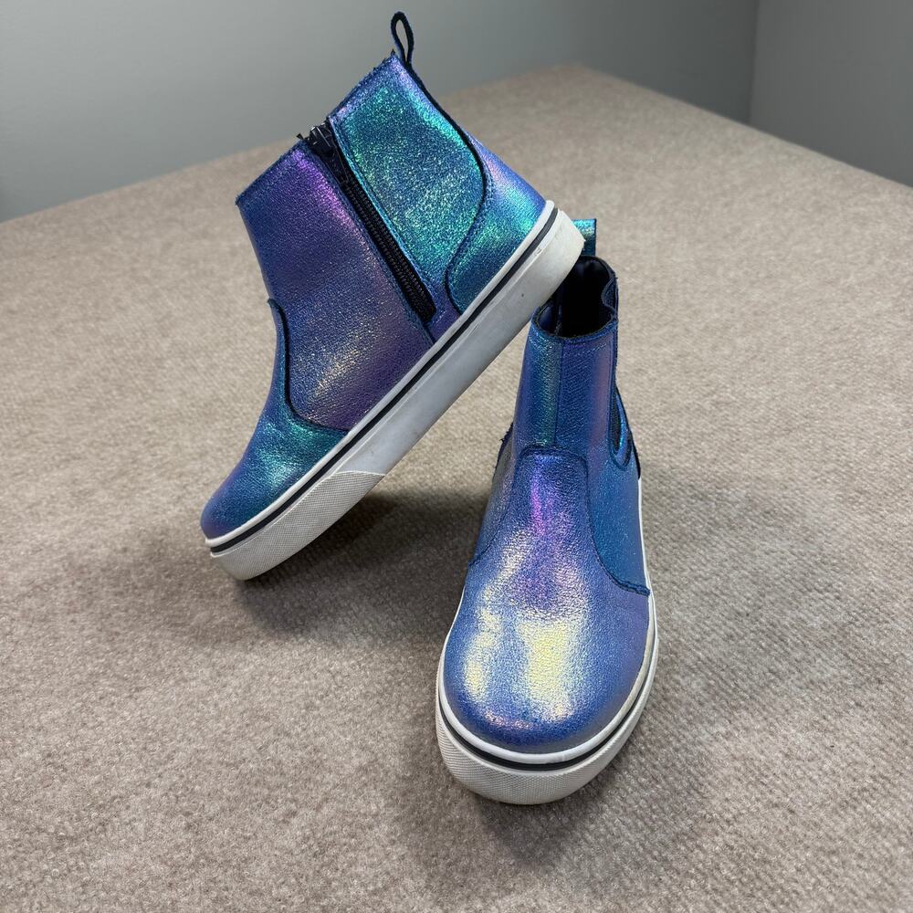 Lands' End Kids Iridescent Blue Purple Chelsea Sneaker Boots - Size 4M - Picture 4 of 6